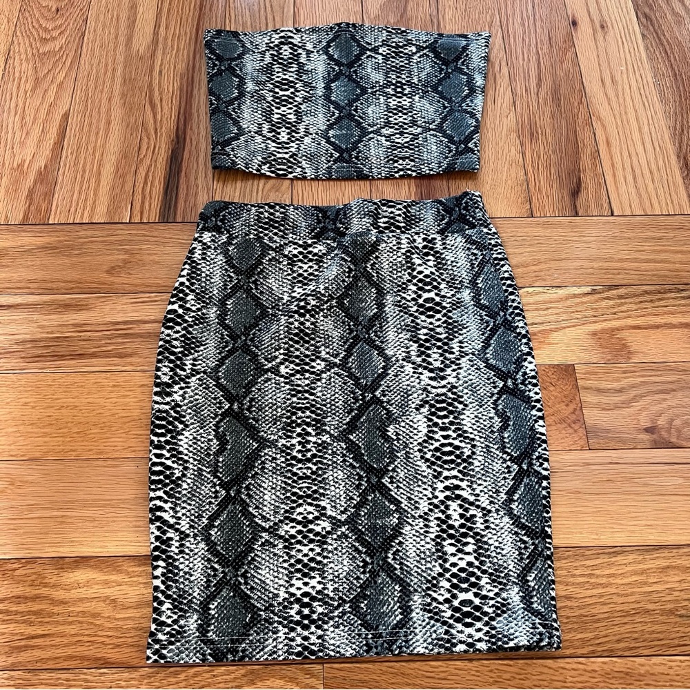 Snake Skin Bandeau And Skirt Set